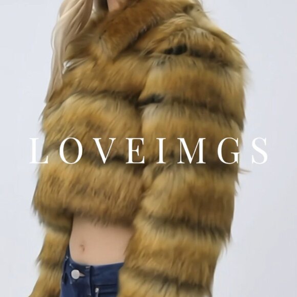 Women's Fluffy Faux Fur Cropped Puffer Jacket Zip Up Winter Warm - Picture 6 of 7